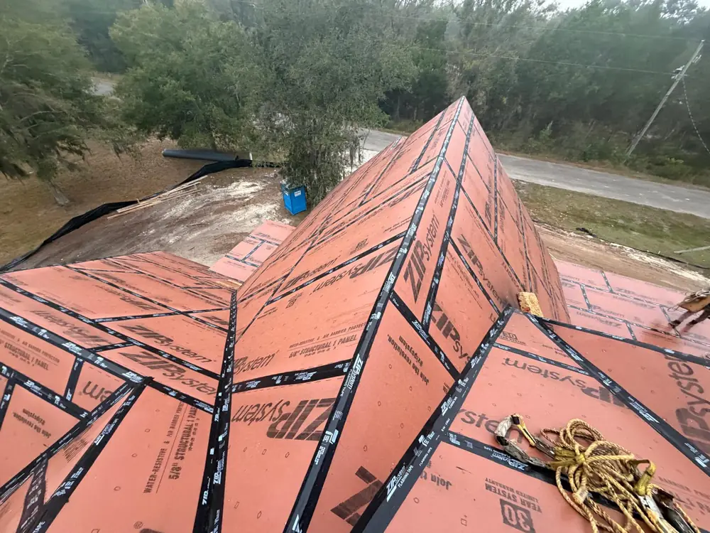 Roof under construction on a Central Florida home
