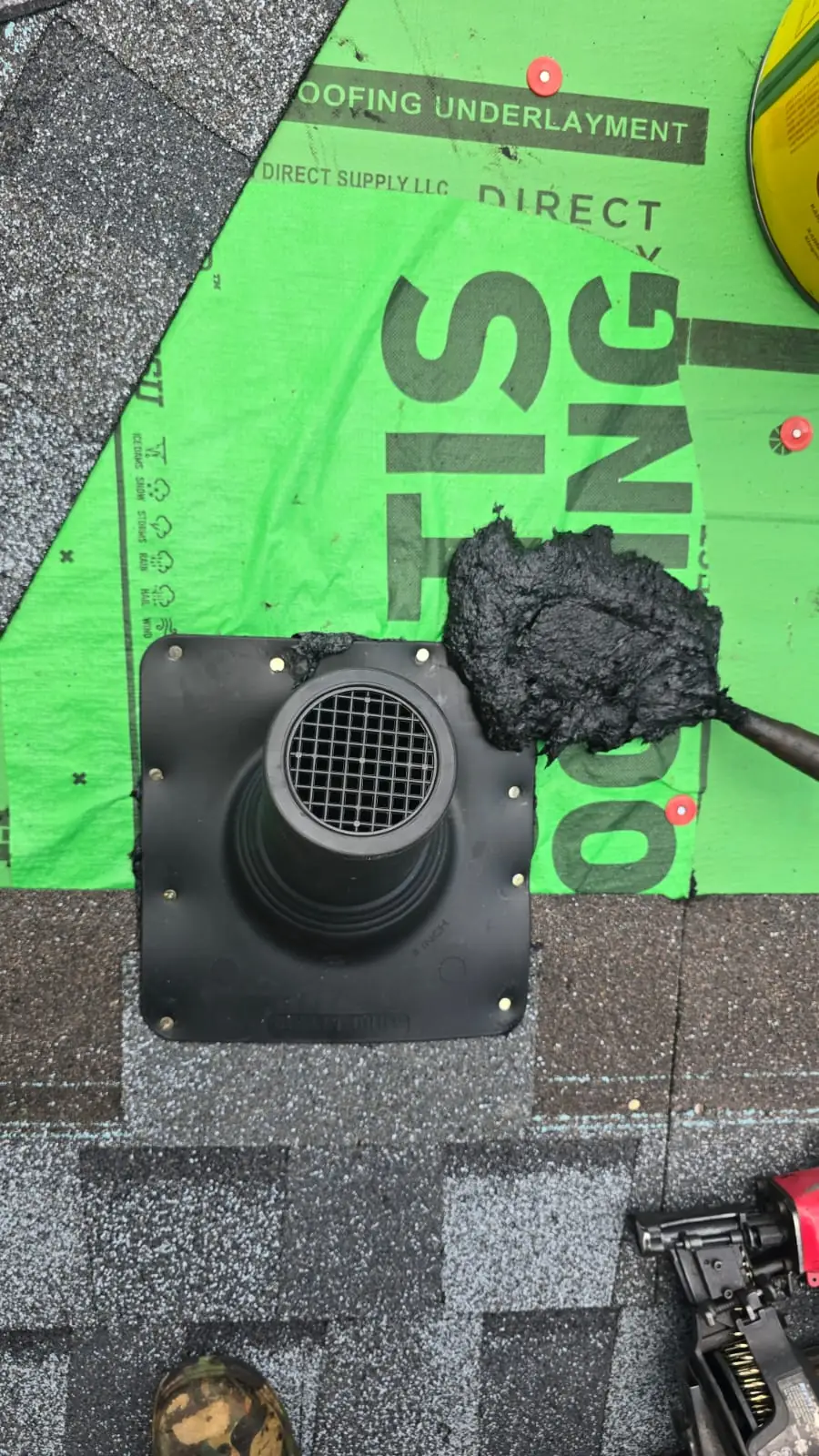 Roof vent installed on a shingle roof